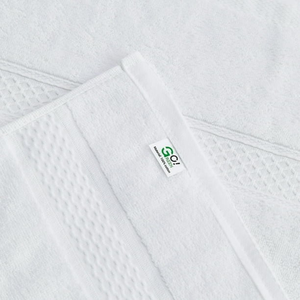 Gogreen Juego de Toallas de Baño 100% Algodón de 6 Piezas (2 Toallas de Baño, 2 Toallas de Mano y 2 Toallitas), Toallas Muy Absorbentes para Baño, Gimnasio y Hotel (Blanco)