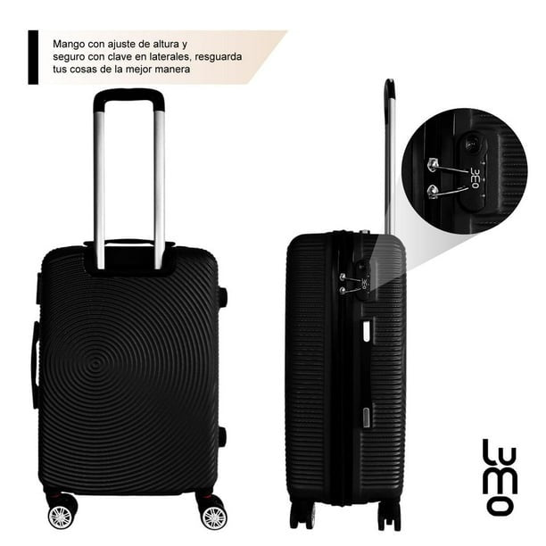 Juego Set Familiar 4 Maletas Rigidas Ruedas 360 Resistentes negro Grande