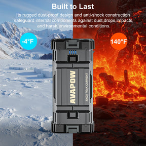 AVAPOW Bateria Para Auto, Paquete de Batería de Arranque Jump de Pico 3000a con Función de Arranque de Fuerza, Caja de Cargador Jump de Litio de 12 V para Motor Diésel de hasta 8l a Gas