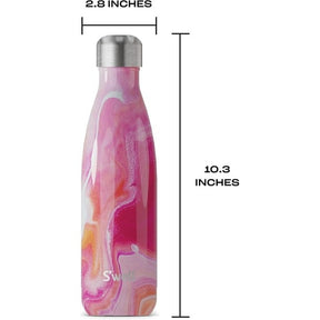 Botella de Agua Acero Inoxidable S'well, Recipientes con Aislamiento al vacío Triple Capa, Mantienen Bebidas Frías 36 horas y Calientes 18, Libre de BPA, Perfecta Viajar, Ágata Rosa, 500 ML