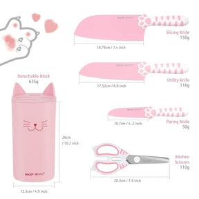 Juego de Cuchillos de Cocina Hecef con Bloque Rosa 5 Piezas