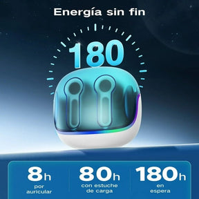 VEATOOL Wireless Bluetooth Headset,Mic Dual con Cancelación de Ruido ENC,80H de Uso,luces RGB