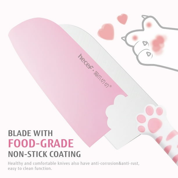 Juego de Cuchillos de Cocina Hecef con Bloque Rosa 5 Piezas
