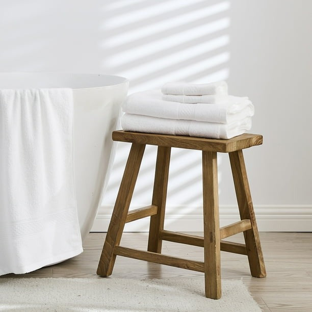 Gogreen Juego de Toallas de Baño 100% Algodón de 6 Piezas (2 Toallas de Baño, 2 Toallas de Mano y 2 Toallitas), Toallas Muy Absorbentes para Baño, Gimnasio y Hotel (Blanco)