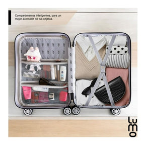 Juego Set Familiar 4 Maletas Rigidas Ruedas 360 Resistentes negro Grande