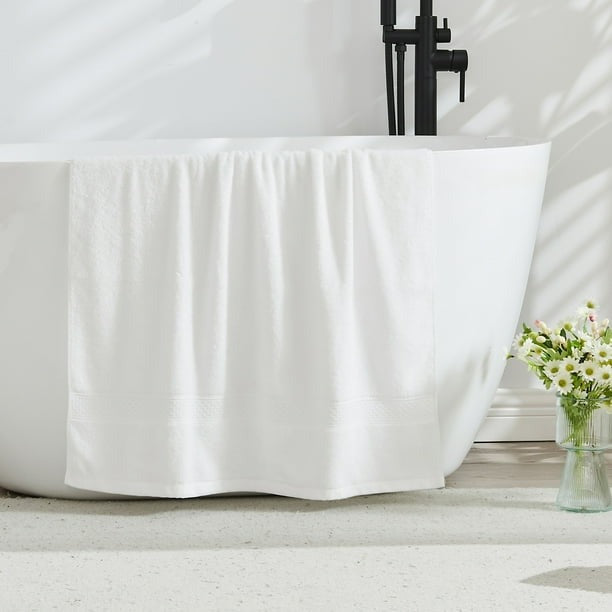 Gogreen Juego de Toallas de Baño 100% Algodón de 6 Piezas (2 Toallas de Baño, 2 Toallas de Mano y 2 Toallitas), Toallas Muy Absorbentes para Baño, Gimnasio y Hotel (Blanco)