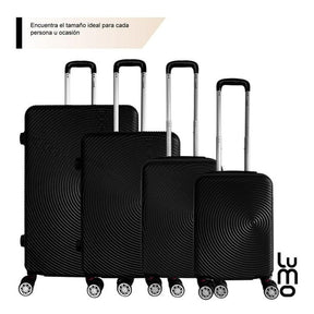 Juego Set Familiar 4 Maletas Rigidas Ruedas 360 Resistentes negro Grande