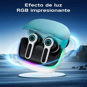 VEATOOL Wireless Bluetooth Headset,Mic Dual con Cancelación de Ruido ENC,80H de Uso,luces RGB