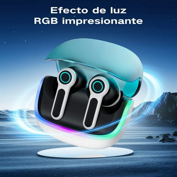 VEATOOL Wireless Bluetooth Headset,Mic Dual con Cancelación de Ruido ENC,80H de Uso,luces RGB