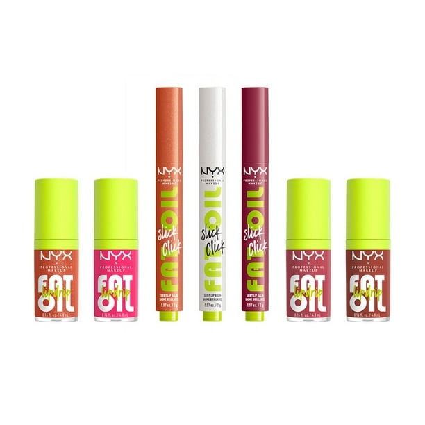 Set de Brillo Labial Nyx Professional Makeup Ginger Baddie Fat Oil Lip Drip y Slick Click de 4.8ml / 2g