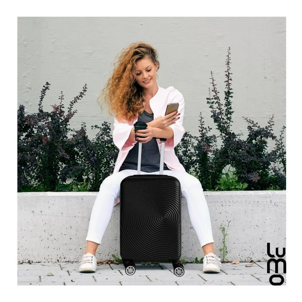 Juego Set Familiar 4 Maletas Rigidas Ruedas 360 Resistentes negro Grande