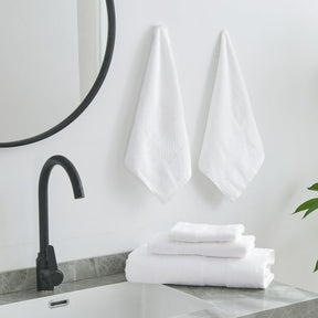 Gogreen Juego de Toallas de Baño 100% Algodón de 6 Piezas (2 Toallas de Baño, 2 Toallas de Mano y 2 Toallitas), Toallas Muy Absorbentes para Baño, Gimnasio y Hotel (Blanco)