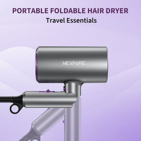 NEXPURE Secador de Pelo de 2000W, Secadora de Cabello Iónica con Difusor y Concentrador, 3 Niveles de Calor, Plegable para Casa y Viaje, Morada