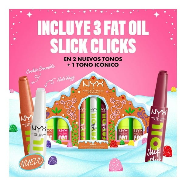 Set de Brillo Labial Nyx Professional Makeup Ginger Baddie Fat Oil Lip Drip y Slick Click de 4.8ml / 2g