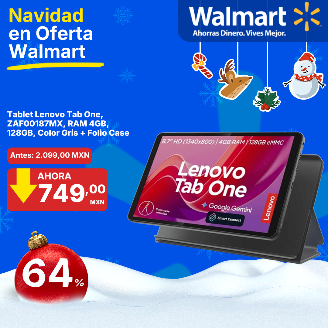 Tablet Lenovo Tab One, ZAF00187MX, RAM 4GB, 128GB, Color Gris + Folio Case