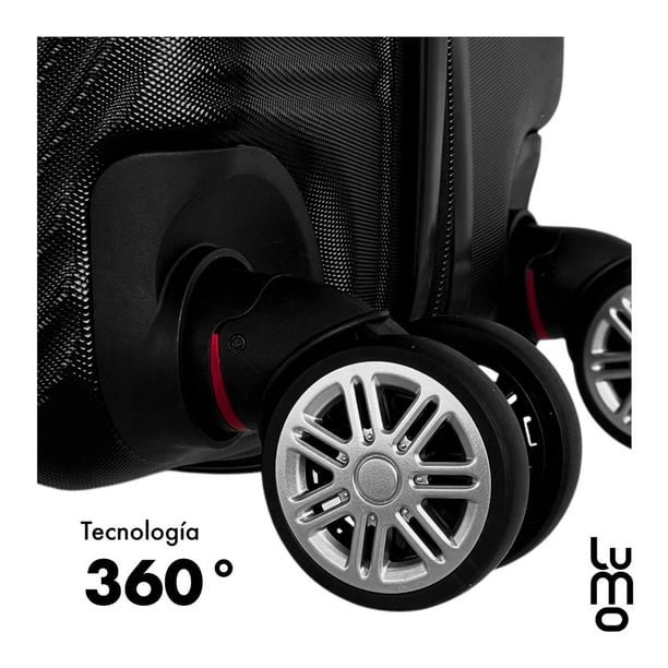 Juego Set Familiar 4 Maletas Rigidas Ruedas 360 Resistentes negro Grande