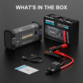 AVAPOW Bateria Para Auto, Paquete de Batería de Arranque Jump de Pico 3000a con Función de Arranque de Fuerza, Caja de Cargador Jump de Litio de 12 V para Motor Diésel de hasta 8l a Gas