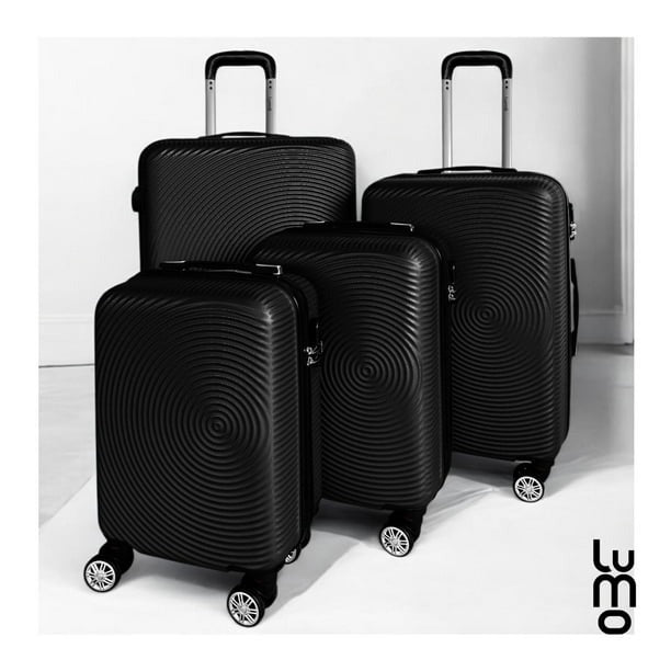 Juego Set Familiar 4 Maletas Rigidas Ruedas 360 Resistentes negro Grande