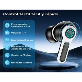 VEATOOL Wireless Bluetooth Headset,Mic Dual con Cancelación de Ruido ENC,80H de Uso,luces RGB